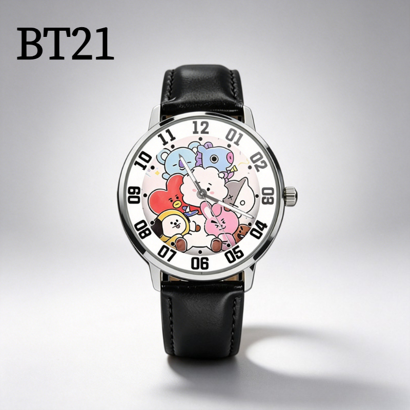 Anime Merchandise Types - Zegarek BT21, kreskówkowy, uroczy, studencki, kawaii,